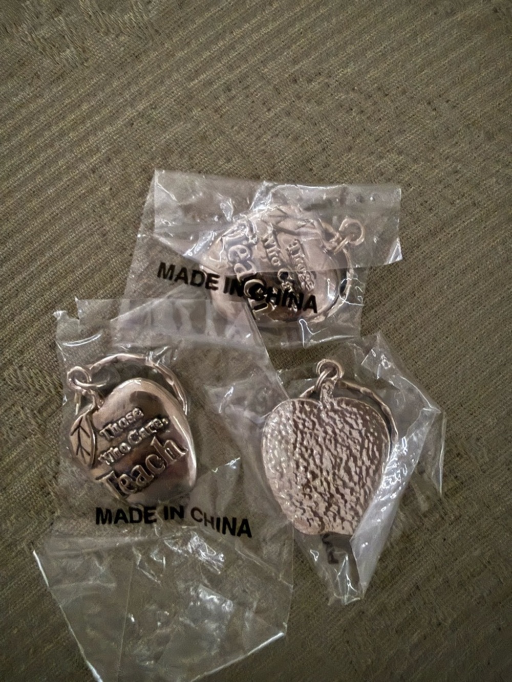Silver Apple Keychain Chain - Set of 3